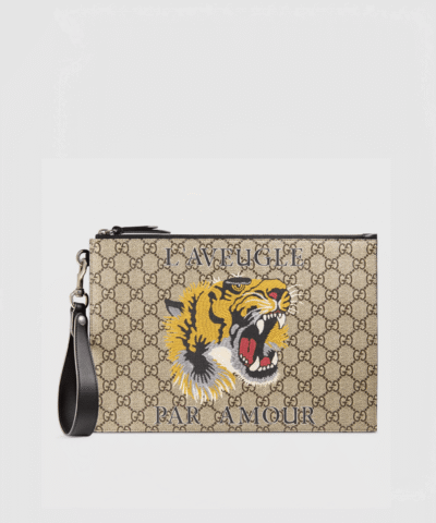 Gucci GG Bestiary Pouch With Tiger