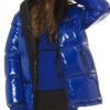 MICHAEL Michael Kors Hooded & Quilted Cire Down Jacket In Blue