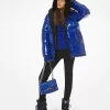 MICHAEL Michael Kors Hooded & Quilted Cire Down Jacket In Blue