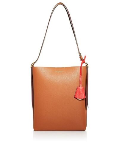 Tory Burch Perry Leather Bucket Bag, Light Umber