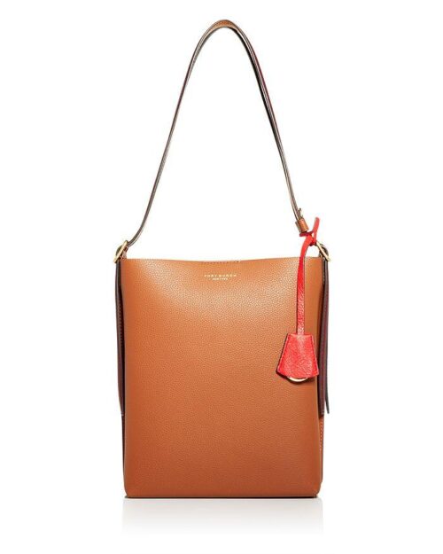 Tory Burch Perry Leather Bucket Bag, Light Umber