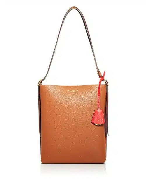 Tory Burch Perry Leather Bucket Bag, Light Umber