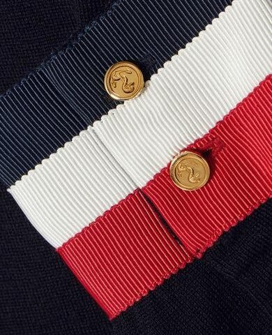 Thom Browne Striped grosgrain-trimmed merino wool sweater