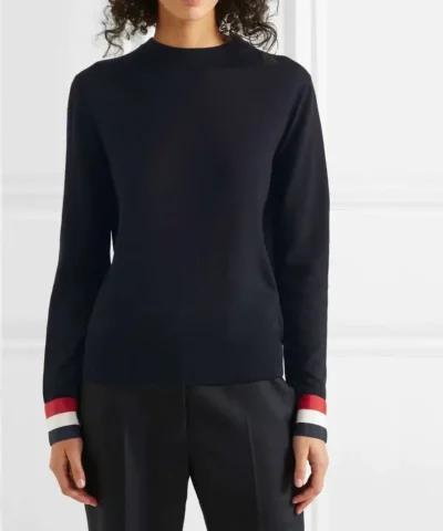 Thom Browne Striped grosgrain-trimmed merino wool sweater