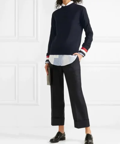 Thom Browne Striped grosgrain-trimmed merino wool sweater