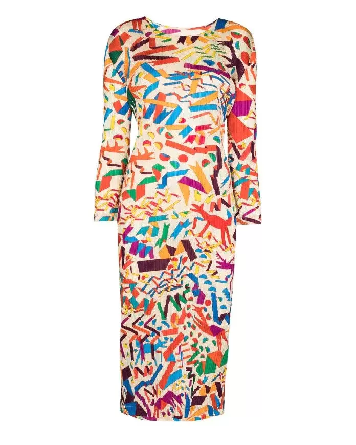 Pleats Please Issey Miyake Long Sleeve Dress Confetti