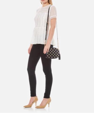 MICHAEL Michael Kors Black Ginny Studded Medium Leather Cross-body Bag