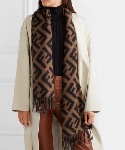 Fendi FF Brown Cashmere Scarf