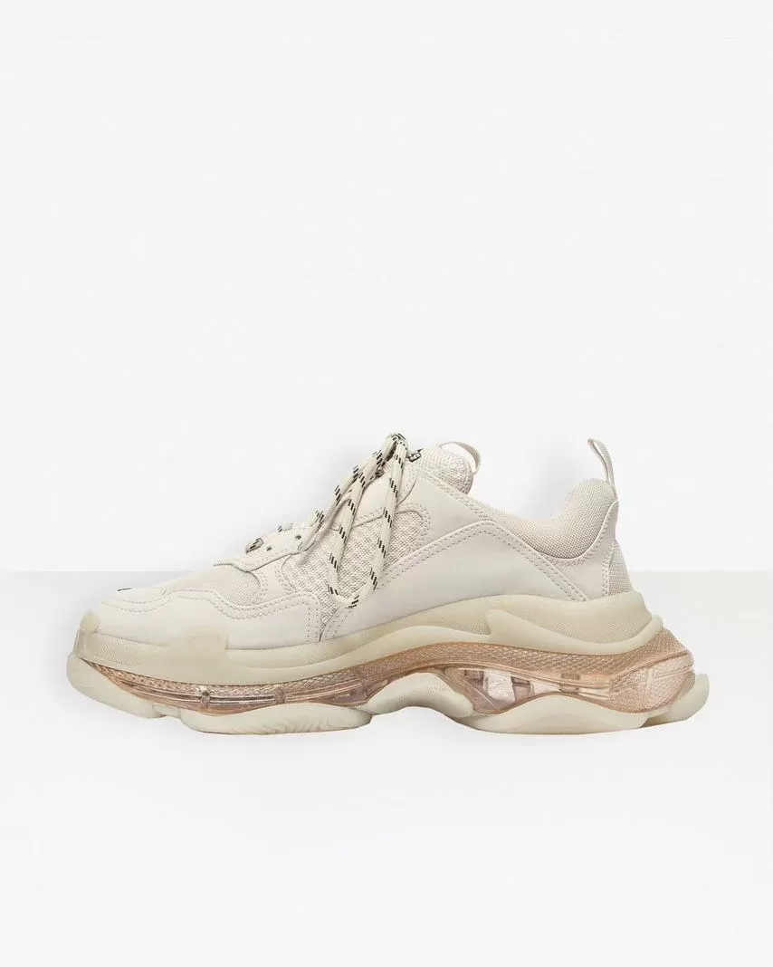 Balenciaga Men's Triple S Clear Sole Sneaker in white