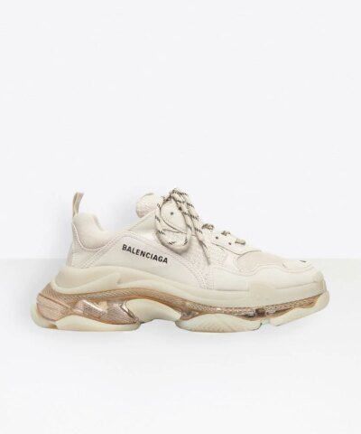 Balenciaga Men's Triple S Clear Sole Sneaker in white