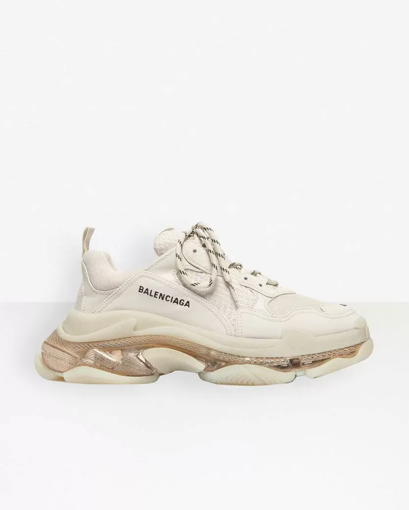 Balenciaga Men's Triple S Clear Sole Sneaker in white