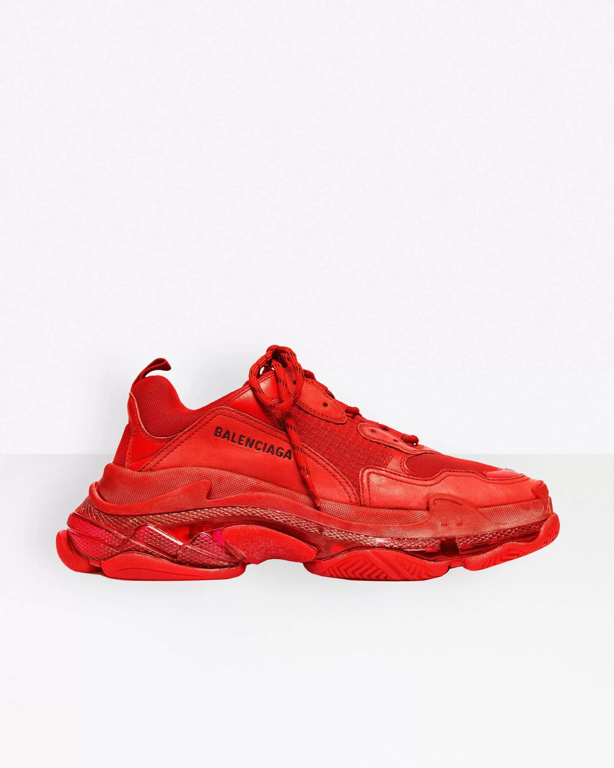 Balenciaga Men's Triple S Clear Sole Sneaker In Red