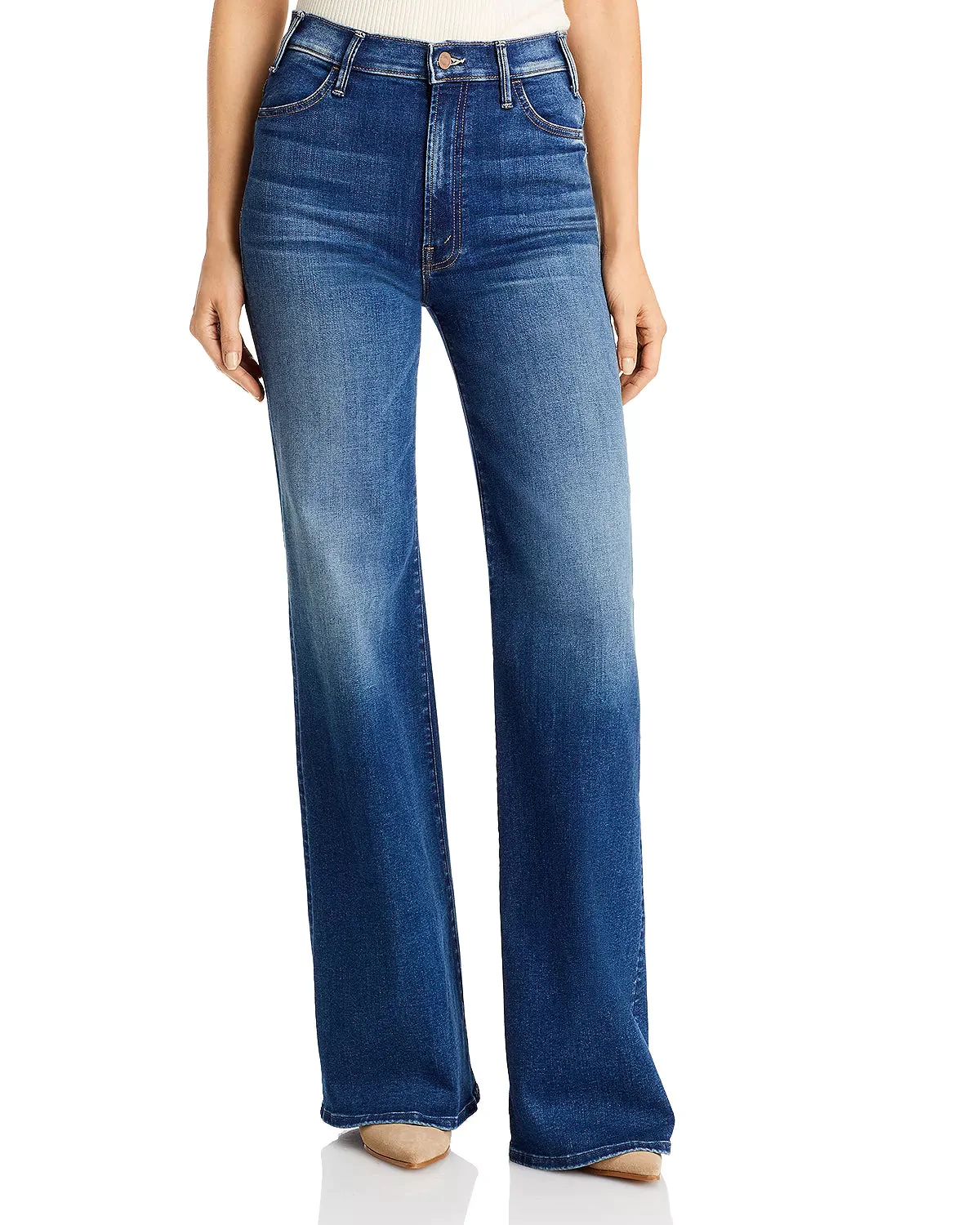 Mother The Hustler High Rise Wide Leg Jeans in High Fidelity