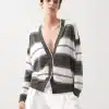 Brunello Cucinelli Cardigan In Cashmere With Sparkling Stripes