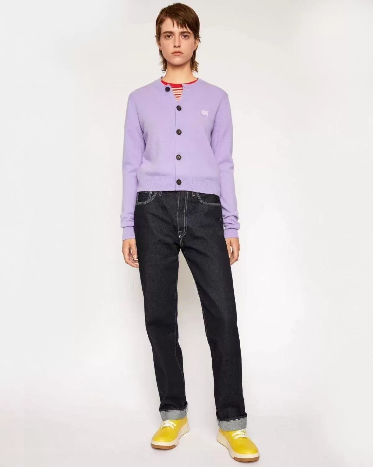 Acne Studios Lilac-Purple Patch Crewneck Cardigan