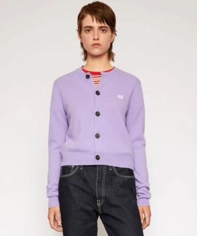 Acne Studios Lilac-Purple Patch Crewneck Cardigan