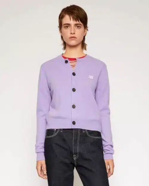 Acne Studios Lilac-Purple Patch Crewneck Cardigan