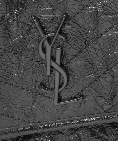 Saint Laurent Niki Medium Quilted Crinkled Glossed-Leather Shoulder Bag