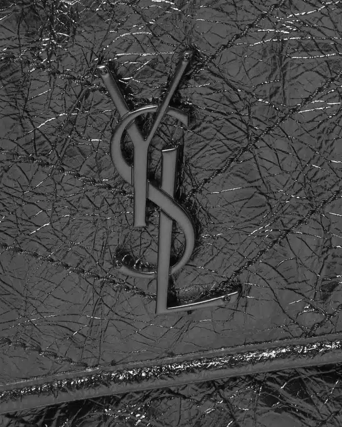 Saint Laurent Niki Medium Quilted Crinkled Glossed-Leather Shoulder Bag