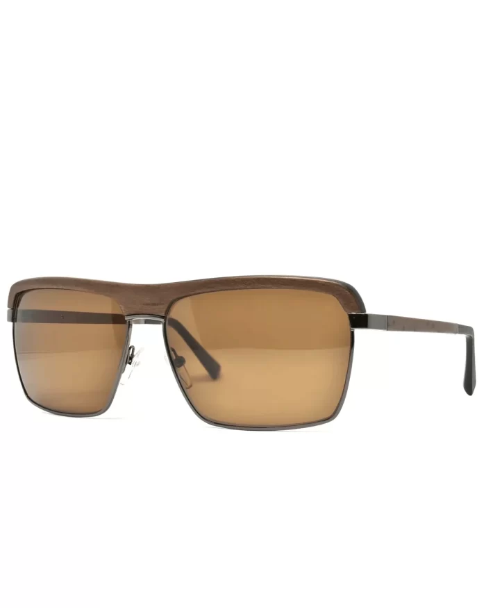 Gold and Wood Palermo Wood/Metal Unisex Luxury Sunglasses