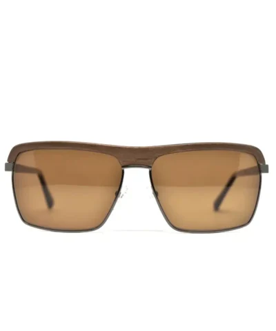 Gold and Wood Palermo Wood/Metal Unisex Luxury Sunglasses