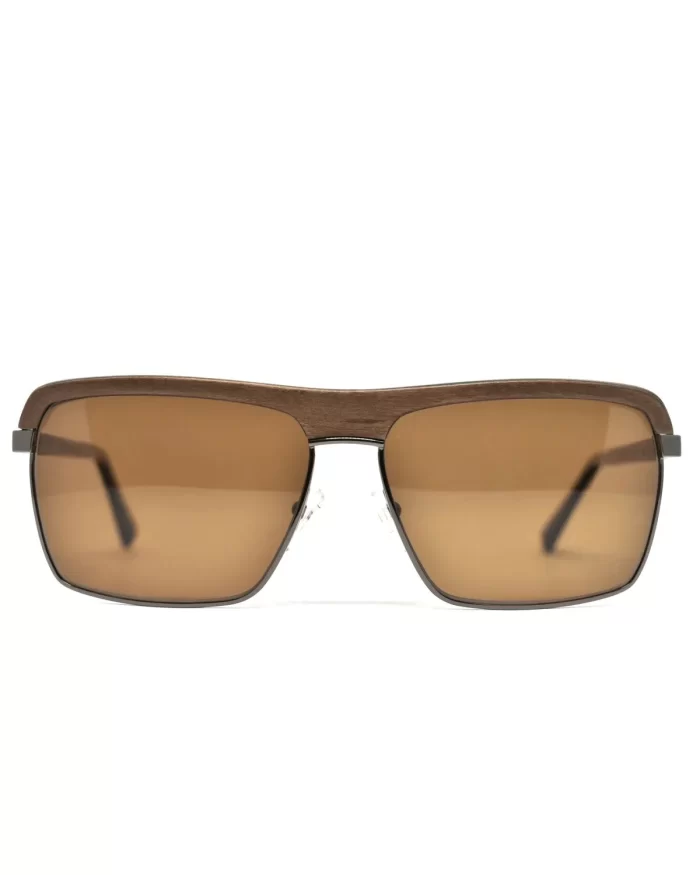 Gold and Wood Palermo Wood/Metal Unisex Luxury Sunglasses