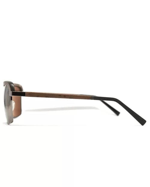 Gold and Wood Palermo Wood/Metal Unisex Luxury Sunglasses