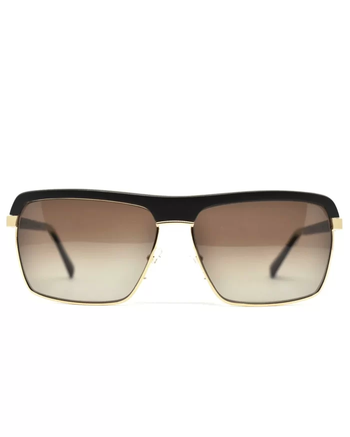 Gold and Wood Palermo Wood/Metal Unisex Luxury Sunglasses