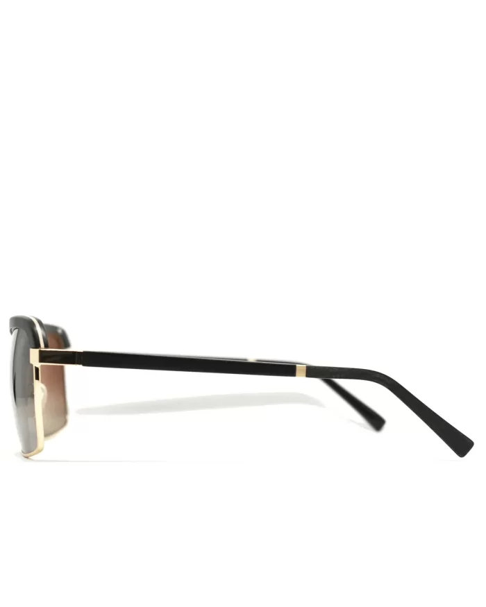 Gold and Wood Palermo Wood/Metal Unisex Luxury Sunglasses