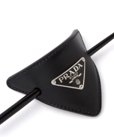 Prada Black Leather Hair Clip