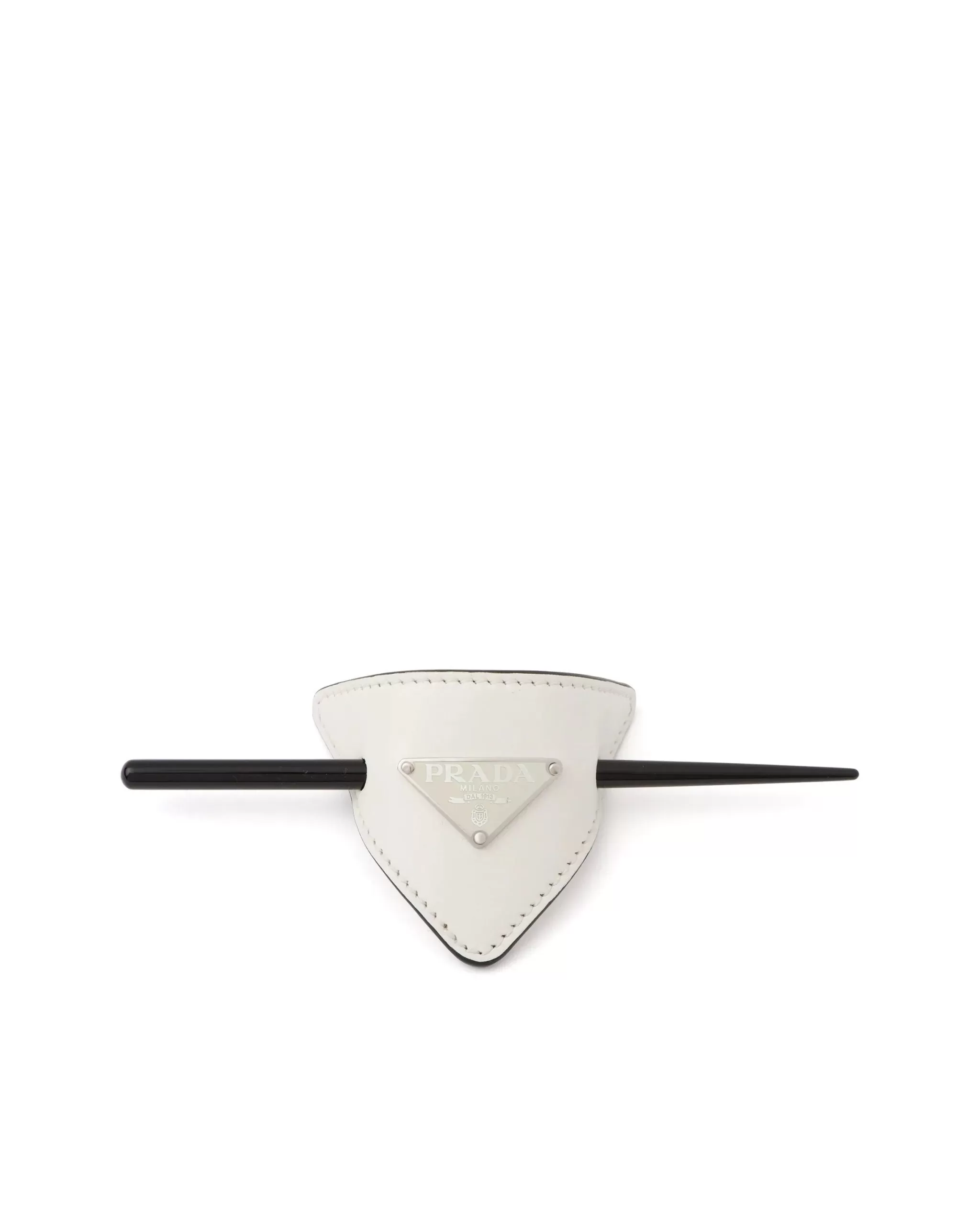 Prada White Leather Hair Clip