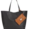 Style & Co. Women's Brown Clean Cut Reversible Tote With Wristlet