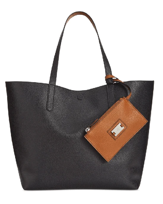 Style & Co. Women's Brown Clean Cut Reversible Tote With Wristlet