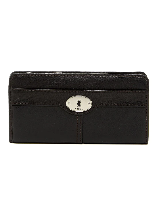 Fossil Marlow Leather Zip Clutch BLACK