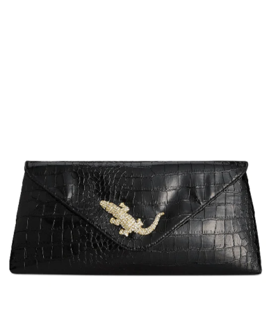 Sasha Croco Printed Alligator Envelope Clutch