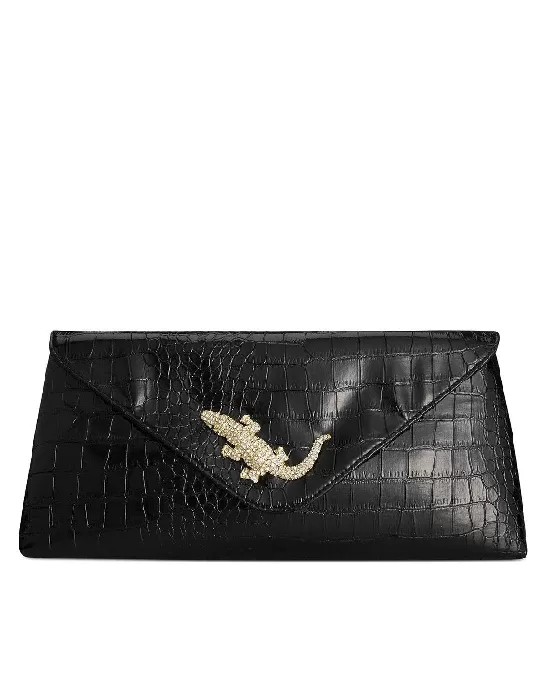 Sasha Croco Printed Alligator Envelope Clutch