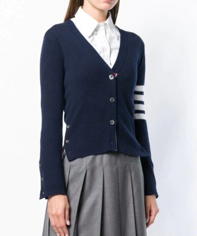 Thom Browne 4-Bar Stripe Cardigan, Navy