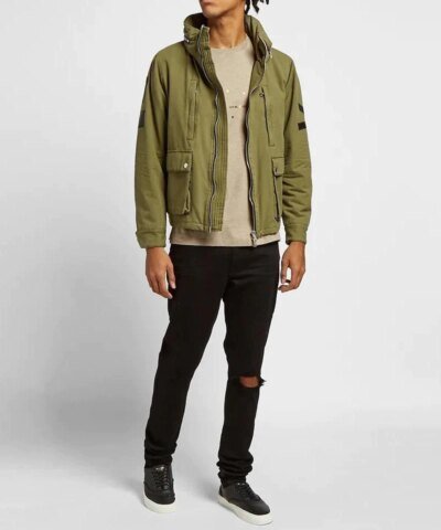 Amiri Military Cotton Canvas Jacket With Leather Patches