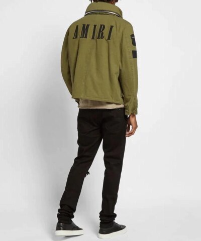 Amiri Military Cotton Canvas Jacket With Leather Patches