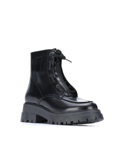 Ash Black Lynch Front Zip Chunky Boots