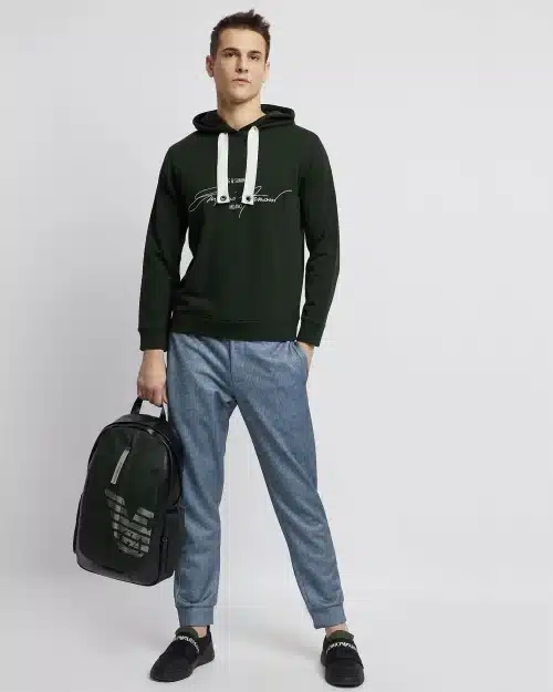 Emporio Armani Sweatshirt In Cotton French Terry With Branded Signature