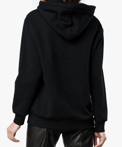 Moschino Cotton Hoodie With Floral Logo Motif Black