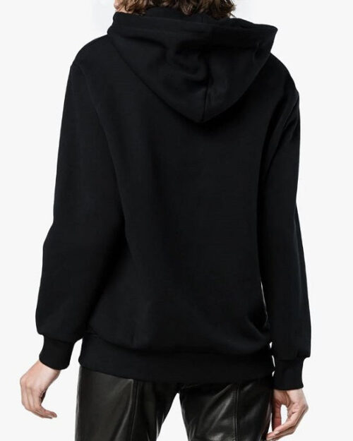 Moschino Cotton Hoodie With Floral Logo Motif Black