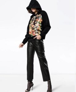 Moschino Cotton Hoodie With Floral Logo Motif Black