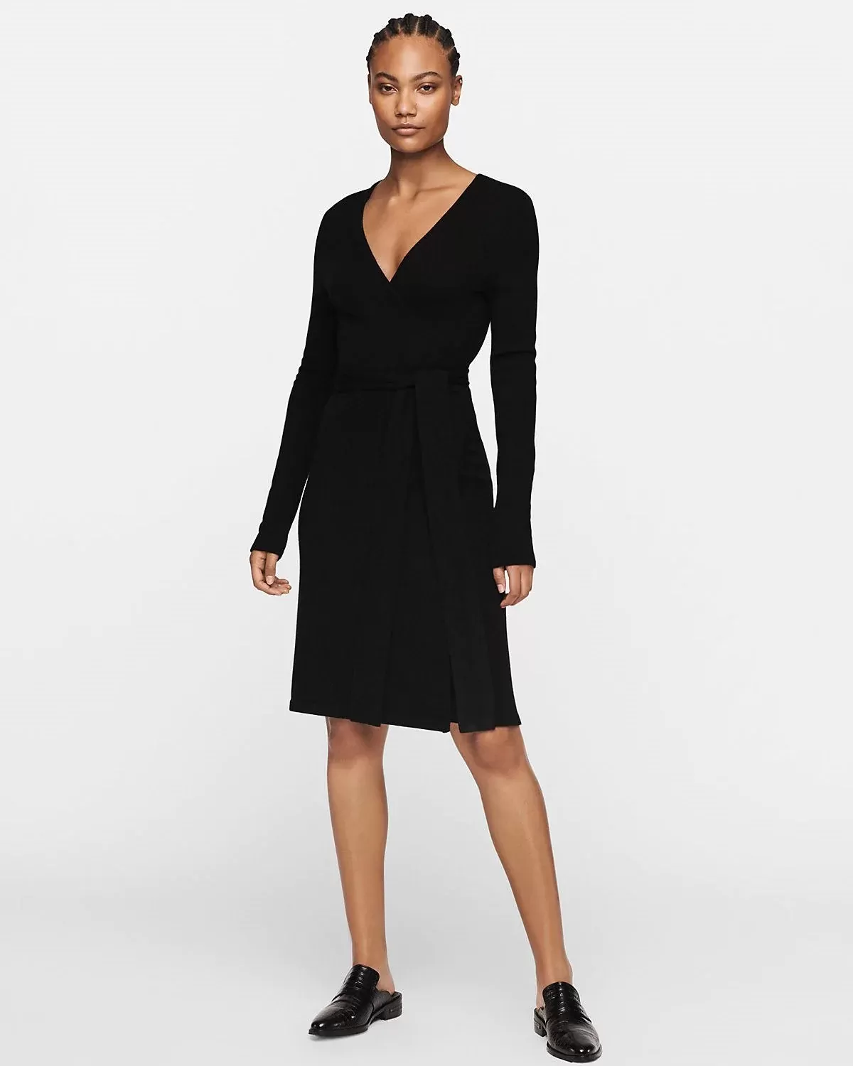 DVF New Linda Wool-Cashmere Wrap Dress, Black