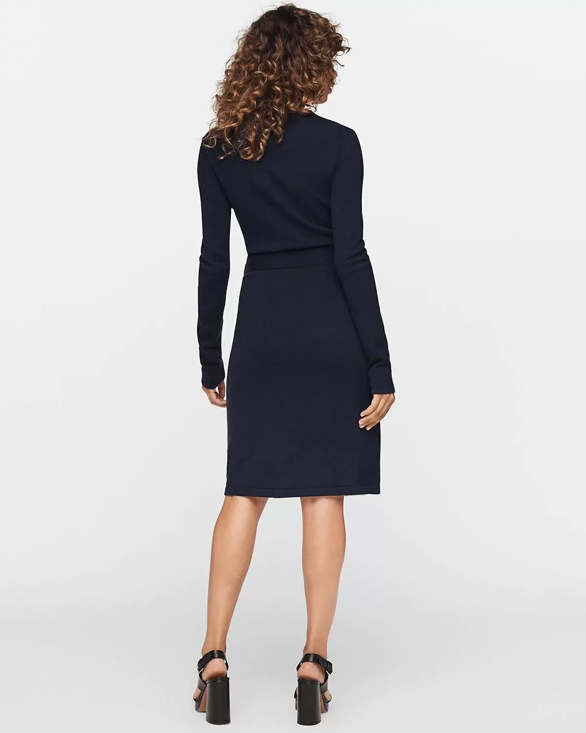 DVF New Linda Wool-Cashmere Wrap Dress, New Navy