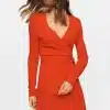 DVF New Linda Wool-Cashmere Wrap Dress, Pop Red