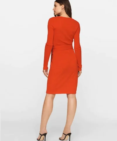 DVF New Linda Wool-Cashmere Wrap Dress, Pop Red