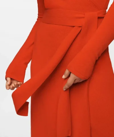 DVF New Linda Wool-Cashmere Wrap Dress, Pop Red
