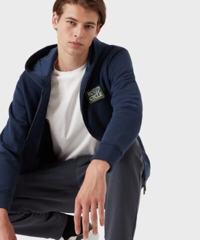 Emporio Armani Emoji Recycle Zipped, Hooded, Recycled-Jersey Sweatshirt